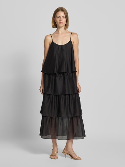 Jake*s Studio Woman Midikleid aus Lyocell-Mix im Stufen-Look Black 4