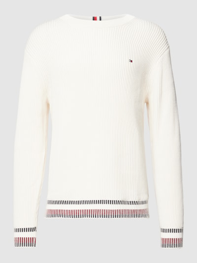 Tommy Hilfiger Strickpullover mit Logo-Stitching Modell 'SHADOW' Offwhite 2