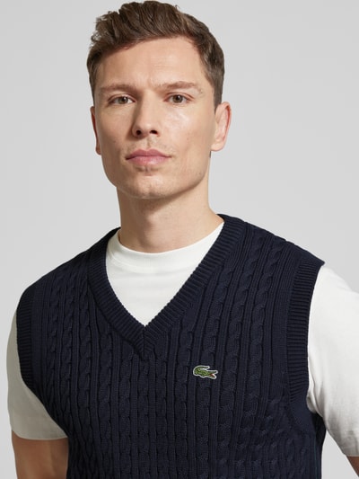 Lacoste Bezrękawnik o kroju regular fit z mieszanki bawełny Ciemnoniebieski 3