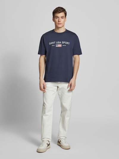 Gant T-Shirt mit Label-Print Marine 1