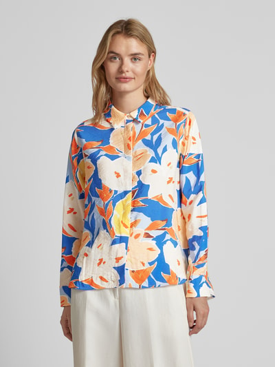 Rich & Royal Blouse met bloemenmotief en blinde knoopsluiting Koningsblauw - 4