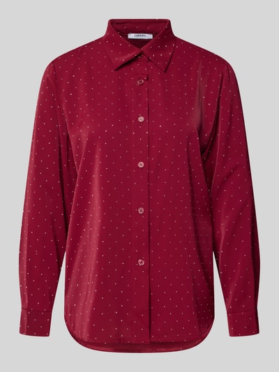 Produktfoto, Regular Fit Bluse mit Ziersteinbesatz Modell 'Il44lenia' von ZABAIONE, bordowy kolor, prosty krój, kołnierzyk, guziki, tekstura gładka