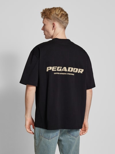 Pegador T-shirt o kroju oversized z nadrukiem z logo Czarny 5