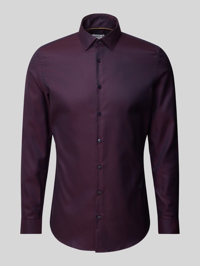 Jake*s Super Slim Fit Business-Hemd mit Kentkragen Aubergine 2