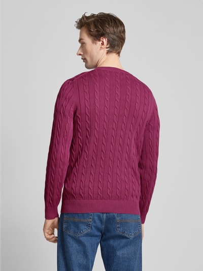 Gant Strickpullover mit Zopfmuster Aubergine 5