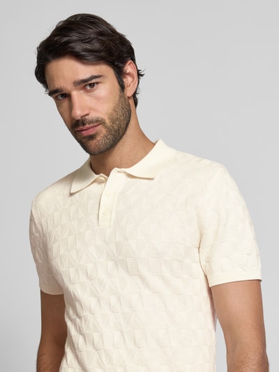 MCNEAL Regular fit gebreide polo met knoopsluiting Ecru - 3