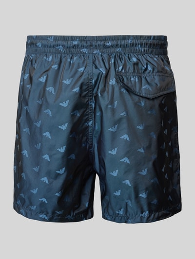 Emporio Armani Relaxed Fit Badeshorts mit Label-Print Dunkelblau 3