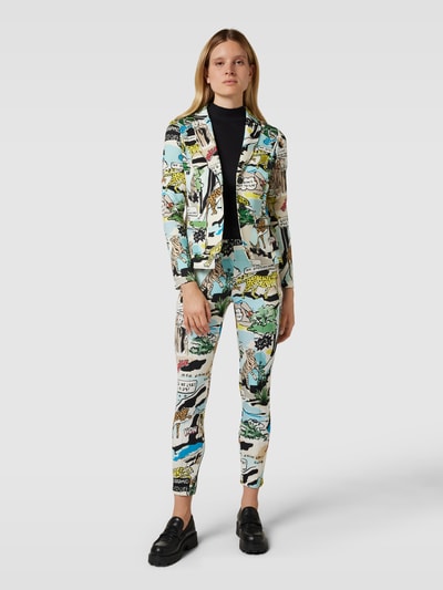 Marc Cain Blazer mit Allover-Motiv-Print Petrol 1