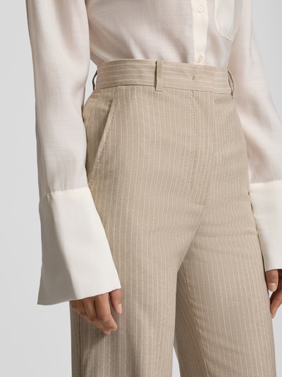 Max Mara Studio Regular Fit Weite Hose aus Schurwoll-Mix Modell 'MEDIUM' Beige 3