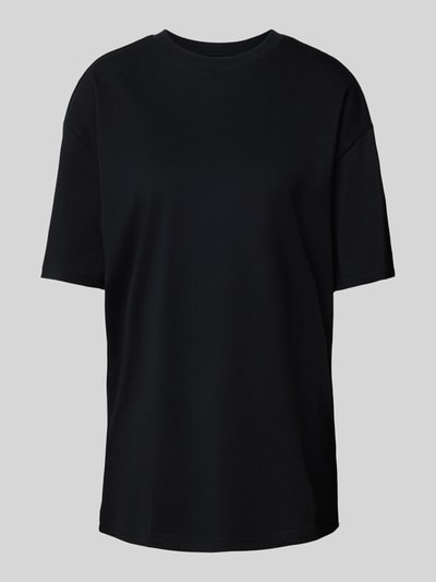 Review Oversized T-Shirt mit geripptem Rundhalsausschnitt Black 2