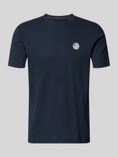 Produktfoto, Regular Fit T-Shirt mit Strukturmuster Modell 'Kaito' von Blend, bawełna, okrągły dekolt, detal z logo, długość pleców w rozmiarze M: 71 cm