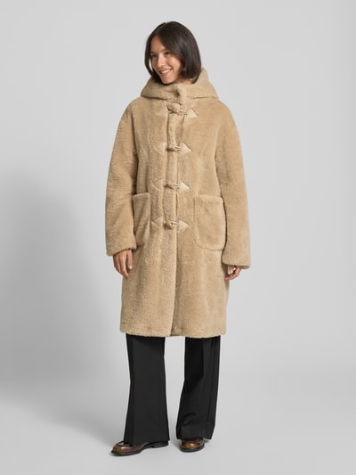 Gil Bret Fleecemantel mit Kapuze und Knopfleiste Sand 4