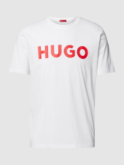 HUGO T-shirt met labelopschrift, model 'DULIVIO' Wit - 2