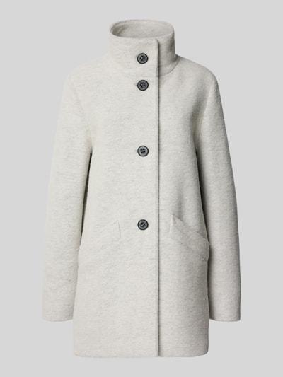 Amber & June Lange jas met opstaande kraag en steekzakken Lichtgrijs gemêleerd - 2