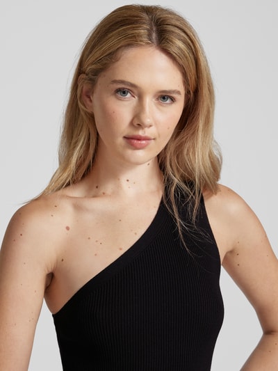 Mango Top mit One-Shoulder-Träger Modell 'ASIM' Black 3