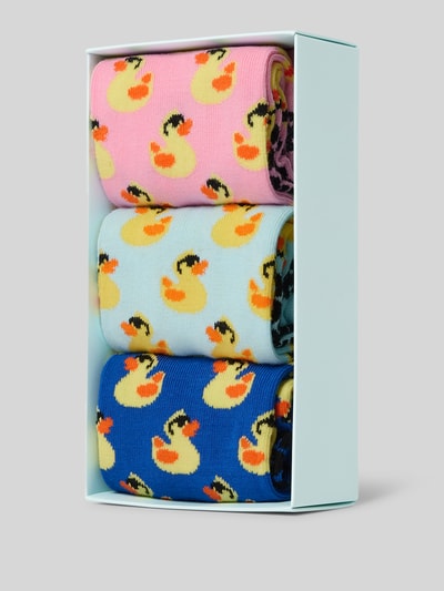 Happy Socks Socken mit Label-Details Modell 'Rubber Duck' im 3er-Pack Blau 3