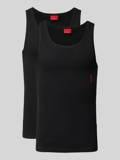 Produktfoto, Tanktop met labelprint in set van 2 van HUGO, mix van katoen en elastaan, nauwsluitend, ronde hals, brede bandjes, riblook