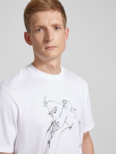 HUGO T-Shirt mit Motiv-Print Modell 'Daximiko' Weiss 3