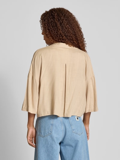 Only Korte overhemdblouse van pure viscose, model 'ASTRID' Beige - 5