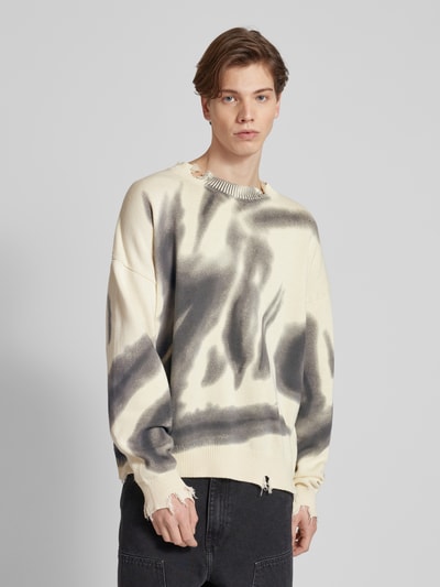 PEQUS Gebreide pullover in destroyed-look, model 'Smoked' Offwhite - 4