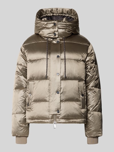 Produktfoto, Regular Fit Jacke mit Daunen-Feder-Füllung Modell 'Jilly' von MOS MOSH in Stepp-Optik, Kapuze mit Tunnelzug, beige glänzende Farbe