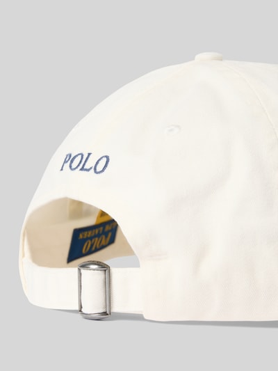 Polo Ralph Lauren Czapka z daszkiem z wyhaftowanym logo Złamany biały 3