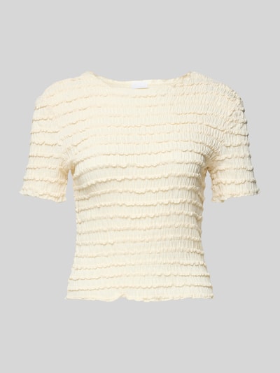 Productfoto, T-shirt met structuurpatroon en ronde hals van Jake*s Collection, materiaalmix met stretch, slim fit, ruglengte maat S 48 cm