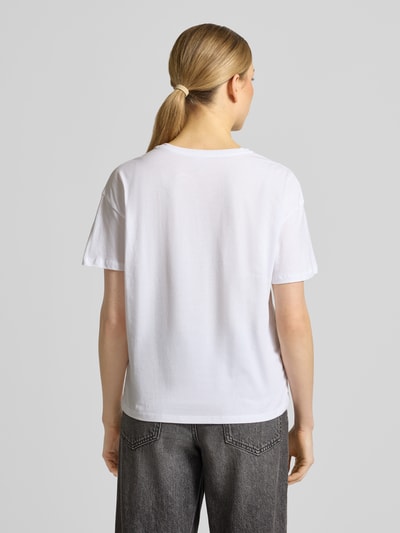 Liu Jo White T-Shirt mit Label-Stitching und Ziersteinbesatz Weiss 5