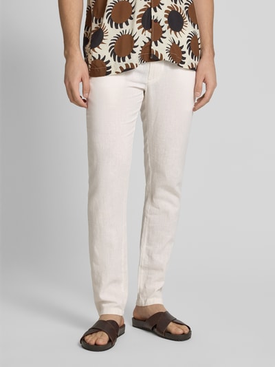 Lindbergh Tapered Fit Leinenhose mit elastischem Bund Weiss 4