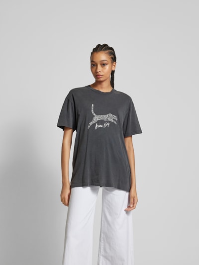 Anine Bing Oversized T-Shirt mit Label-Print Black 4