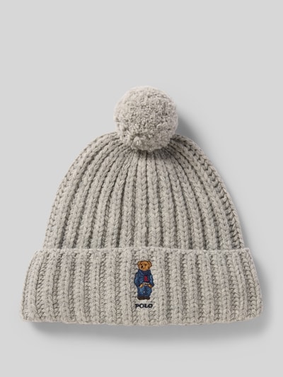 Polo Ralph Lauren Wollmütze mit Motiv-Stitching Modell 'DENIM BEAR' Hellgrau 1