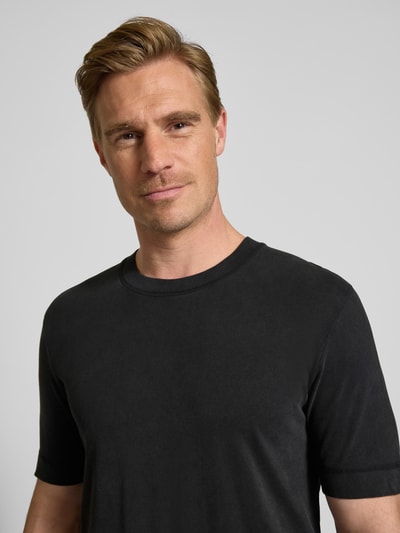 Drykorn T-Shirt mit geripptem Rundhalsausschnitt Modell 'RAPHAEL' Black 3