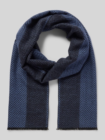 Christian Berg Men Sjaal van viscose met franjes Marineblauw - 1