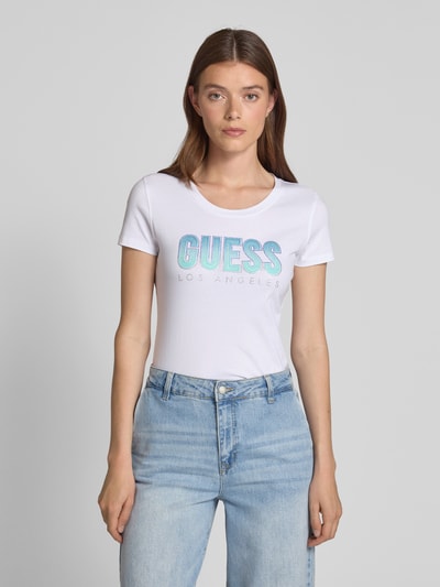 Guess T-Shirt mit Rundhalsausschnitt Weiss 4