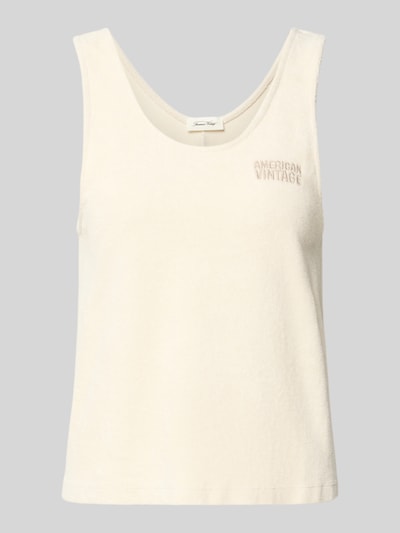 Produktfoto, Top aus Frottee mit Label-Stitching Modell 'FUXOW' von American Vintage, kremowy kolor, krój regular fit, czysta bawełna, okrągły dekolt