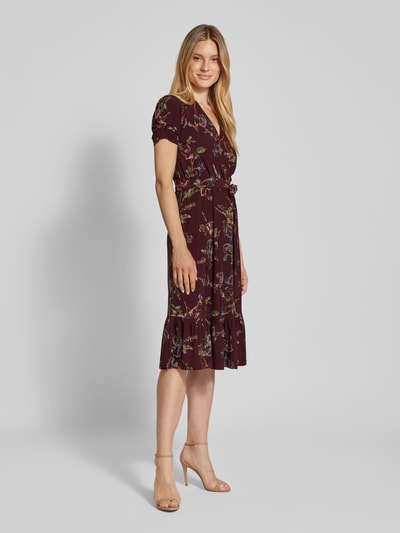 Lauren Ralph Lauren Midi-jurk met plooien, model 'LALAINE' Bordeaux - 1