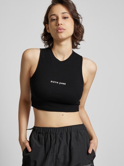 Sixth June Cropped Tanktop in Ripp-Optik Black 3