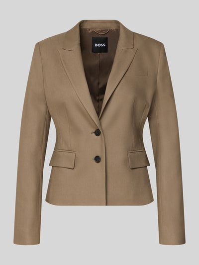 BOSS Slim Fit Kurzblazer aus Viskose-Lyocell-Mix Modell 'Jia18' Taupe 1