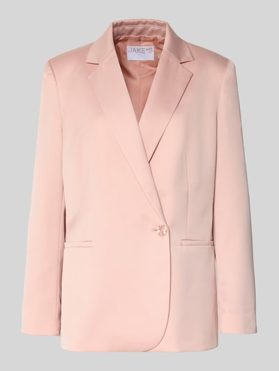Produktfoto, Relaxed Fit Blazer mit Reverskragen von Jake*s Collection in hellem Rosaton, glatte Textur, Knopfverschluss, Paspeltaschen