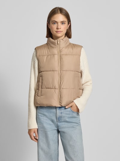 Pieces Regular fit bodywarmer met opstaande kraag, model 'BEE NEW' Beige - 4