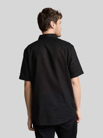 Tom Tailor regular fit vrijetijdsoverhemd van mix van linnen en katoen Zwart - 5