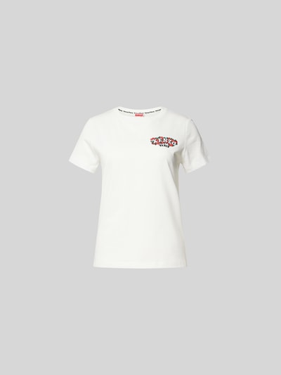 Kenzo T-Shirt mit floralem Label-Stitching Offwhite 1