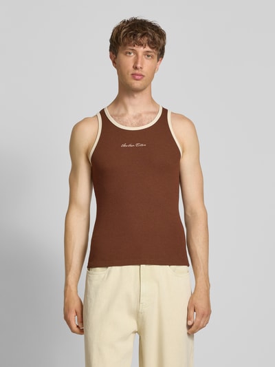 ANOTHER COTTON LAB Tanktop mit leichter Struktur Mittelbraun 4