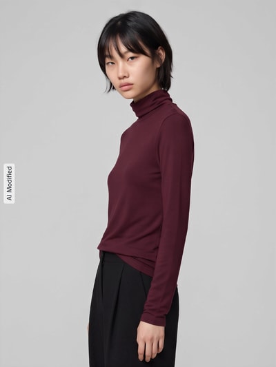 BOSS Orange Langarmshirt mit Rollkragen Modell 'Eliana' Bordeaux 3