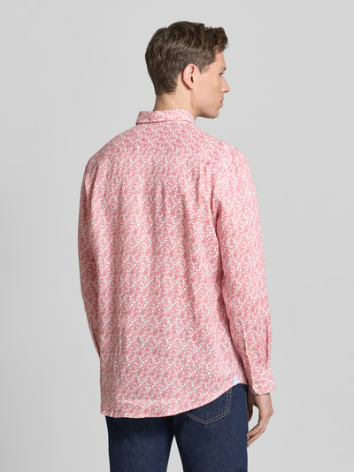 Christian Berg Men Slim Fit Leinenhemd aus reinen Leinen Lachs 5
