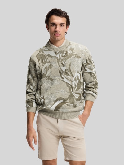 BOSS Orange relaxed fit pullover in katoenmix model 'AFLORALO' Beige - 4