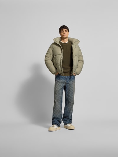 DAILY PAPER Pullover mit gerippten Abschlüssen Dunkelgruen 1