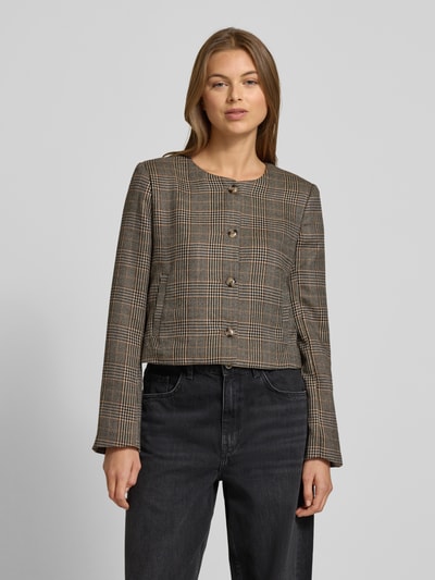 Vero Moda Boxy Fit Kurzblazer ohne Kragen Modell 'STINA' Beige 4