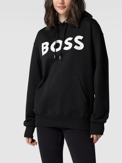 BOSS Black Women Hoodie met labelopschrift, model 'Sullivan' Zwart - 4