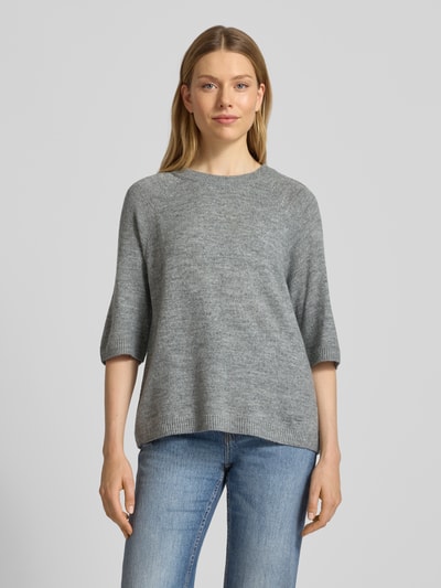 s.Oliver RED LABEL Sweter o kroju regular fit z dzianiny z dodatkiem wełny z alpaki Jasnoszary melanż 4